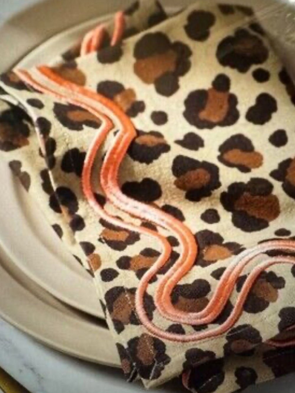 Anthropologie Madeline leopard print napkins Set of 2